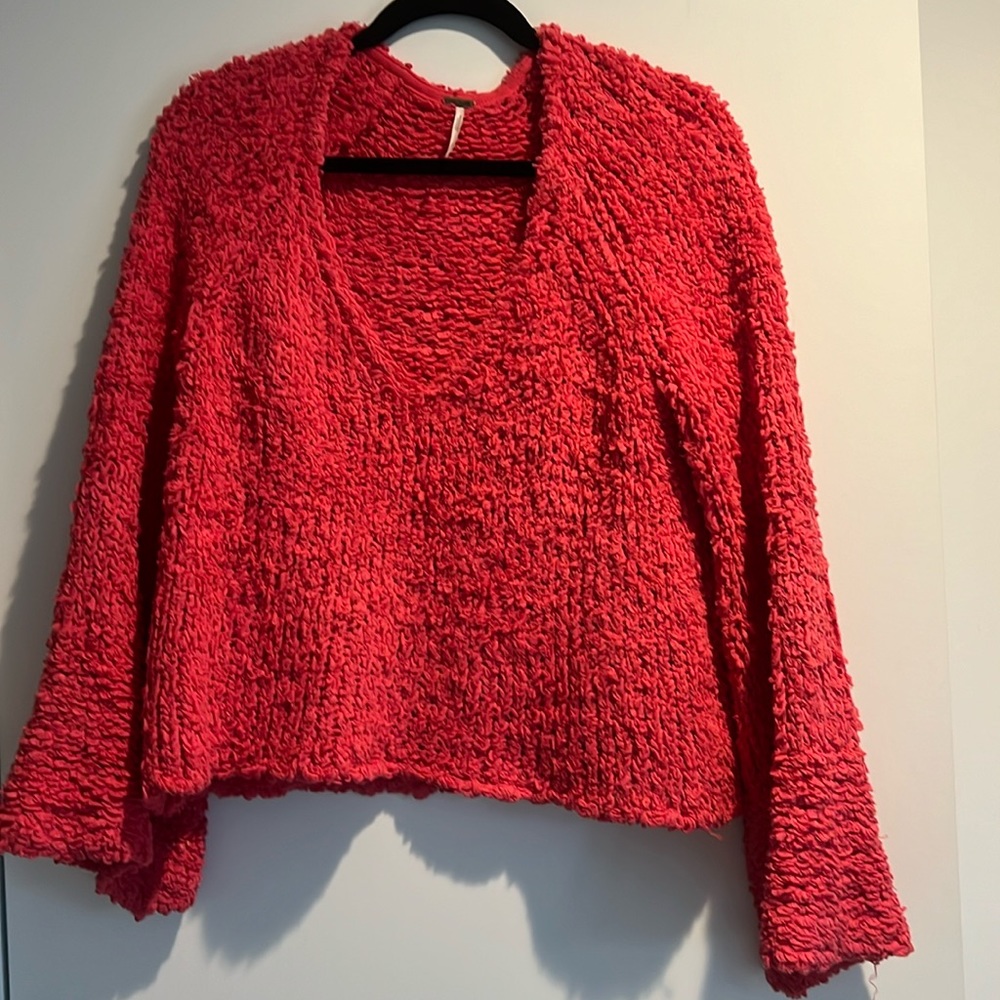 Free People Pink V-neck Sweater